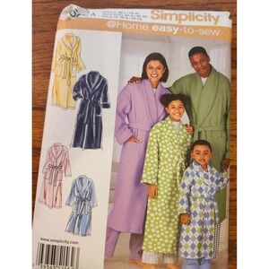 Simplicity 1562 Sewing Pattern Unisex Child Teen Adult Robe Belt XS-XL Uncut